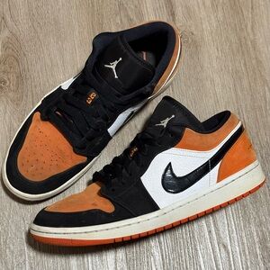 Nike Air Jordan 1 Low Shattered Backboard 553558-128 Orange Black Men’s Sz 8.5